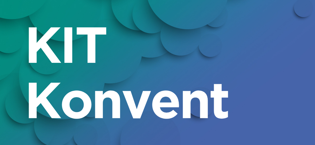 "Grafik mit der Aufschrift 'KIT Konvent' vor blau-grünem Hintergrund."